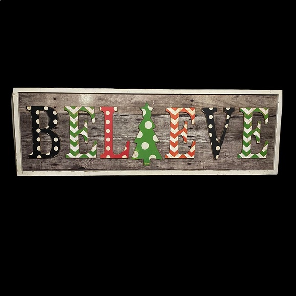 Pier 1 Other - 🎉HP🎉 PIER 1 Vintage Shabby Chic “Believe” Holiday Wooden Sign